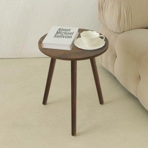 AWASEN Rustic Round Side Table for Small Spaces