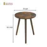 AWASEN Rustic Round Side Table for Small Spaces