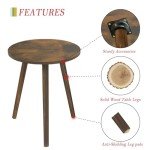 AWASEN Rustic Round Side Table for Small Spaces