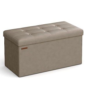 30-Inch Folding Storage Ottoman Bench in Camel Brown
