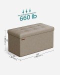 30-Inch Folding Storage Ottoman Bench in Camel Brown