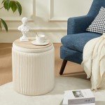 Chilihom Set of 2 Round Velvet Ottomans