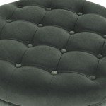 Loden Green Velvet Tufted Round Storage Ottoman