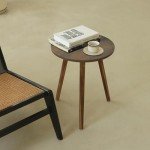 AWASEN Rustic Round Side Table for Small Spaces