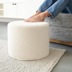 Chic Boucle Pouf Ottoman for Cozy Living Rooms