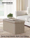 30-Inch Folding Storage Ottoman Bench in Camel Brown