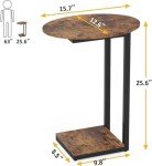 Rustic Brown C-Shaped Side Table for Small Spaces