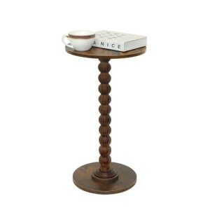 Fultyle Modern Round Side Table in Rustic Brown