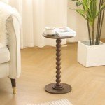 Fultyle Modern Round Side Table in Rustic Brown