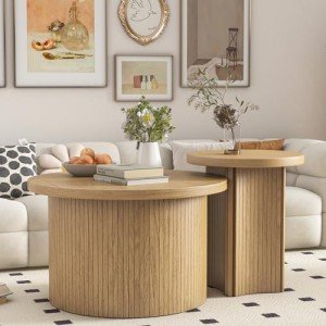 Farmhouse Round Nesting Coffee Table Set of 2