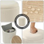 Chilihom Set of 2 Round Velvet Ottomans