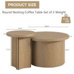 Farmhouse Round Nesting Coffee Table Set of 2
