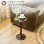 Fultyle Modern Round Side Table in Rustic Brown