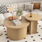 Farmhouse Round Nesting Coffee Table Set of 2
