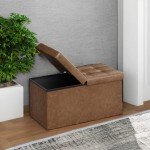 SONGMICS 15" Folding Storage Ottoman - Coffee Brown