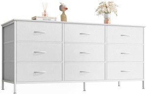 9-Drawer White Dresser and TV Stand Combo