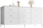 9-Drawer White Dresser and TV Stand Combo