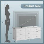 9-Drawer White Dresser and TV Stand Combo