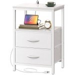 Modern Nightstand with Charging Station and Drawers