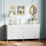9-Drawer White Dresser and TV Stand Combo