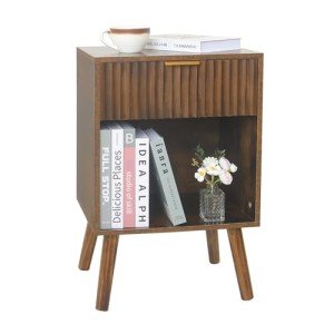 Mid Century Modern Nightstand with Drawer and Storage