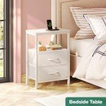 Modern Nightstand with Charging Station and Drawers