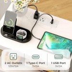 Modern Nightstand with Charging Station and Drawers