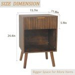 Mid Century Modern Nightstand with Drawer and Storage