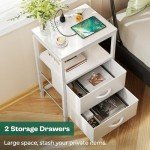 Modern Nightstand with Charging Station and Drawers