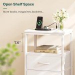 Modern Nightstand with Charging Station and Drawers