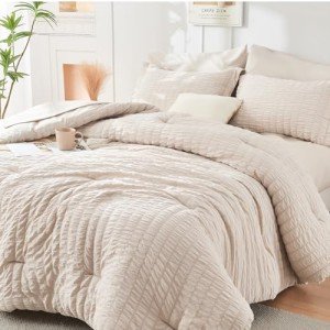 Beige 7-Piece Queen Comforter Set Collection