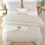 Beige Queen Size Comforter Set with Pillowcases