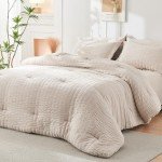 Beige 7-Piece Queen Comforter Set Collection