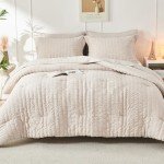 Beige 7-Piece Queen Comforter Set Collection
