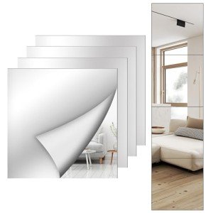 Full-Length Unbreakable Mirror Wall Tiles (4 pcs)