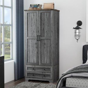 Modern 71" Wooden Armoire Wardrobe with Drawers