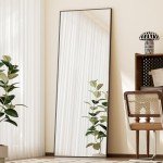 Elegant Floor Mirror with Stand - 56"x21" Black