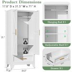 Farmhouse Metal Armoire with Barn Doors and Shelves