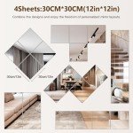 Full-Length Unbreakable Mirror Wall Tiles (4 pcs)