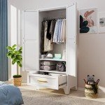 Farmhouse Metal Armoire with Barn Doors and Shelves