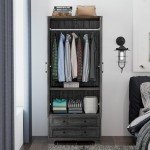 Modern 71" Wooden Armoire Wardrobe with Drawers