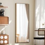 Elegant Floor Mirror with Stand - 56"x21" Black