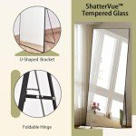 Elegant Floor Mirror with Stand - 56"x21" Black