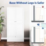 White 72'' Metal Armoire Wardrobe with Drawers