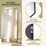Elegant Floor Mirror with Stand - 56"x21" Black