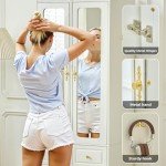 White Wooden Armoire Wardrobe with Mirror & Drawers