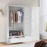 White 72'' Metal Armoire Wardrobe with Drawers