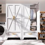 Farmhouse Metal Armoire with Barn Doors and Shelves