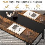 Large Rustic Brown Dining Table for 8 People