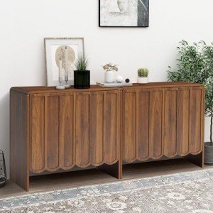 Walnut Sideboard Buffet Cabinet Set of 2